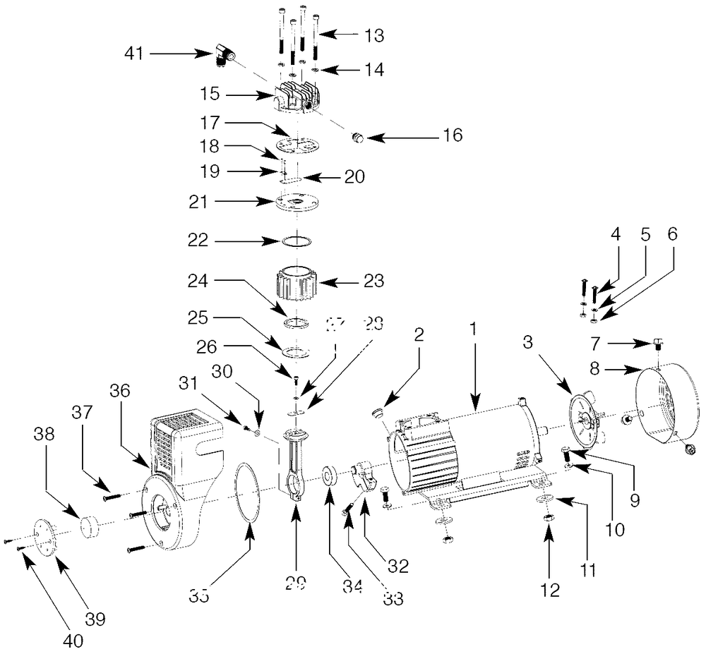 Pump Parts Diagram and Parts List for OF25135A  Campbell Hausfeld Compressor